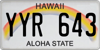 HI license plate YYR643