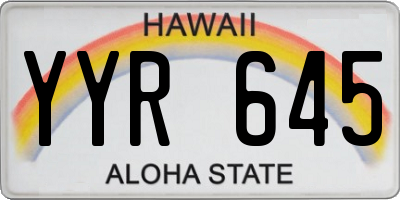 HI license plate YYR645