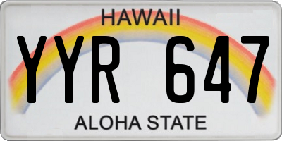 HI license plate YYR647