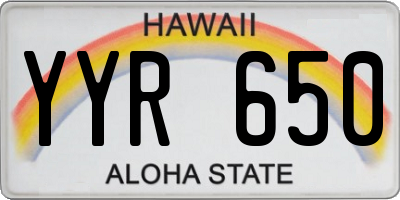 HI license plate YYR650