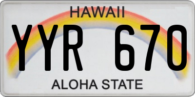 HI license plate YYR670