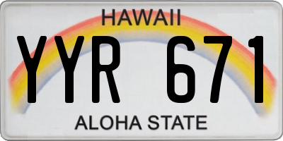 HI license plate YYR671