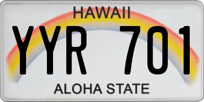 HI license plate YYR701