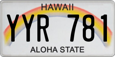 HI license plate YYR781