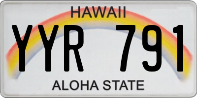 HI license plate YYR791