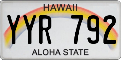HI license plate YYR792