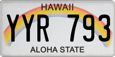 HI license plate YYR793