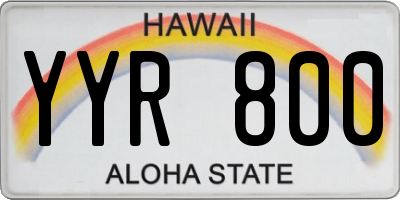 HI license plate YYR800
