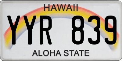 HI license plate YYR839