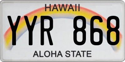 HI license plate YYR868