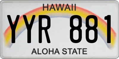 HI license plate YYR881