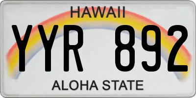 HI license plate YYR892