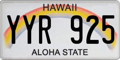 HI license plate YYR925