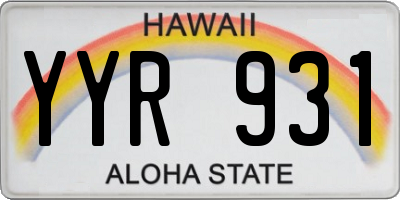 HI license plate YYR931