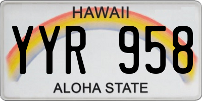 HI license plate YYR958