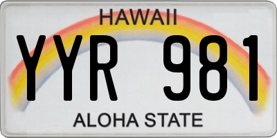 HI license plate YYR981