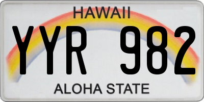 HI license plate YYR982