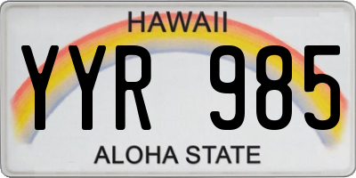 HI license plate YYR985