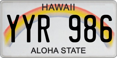 HI license plate YYR986