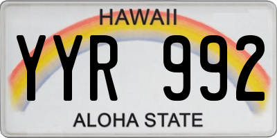 HI license plate YYR992