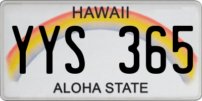 HI license plate YYS365