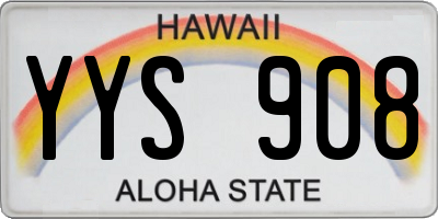 HI license plate YYS908