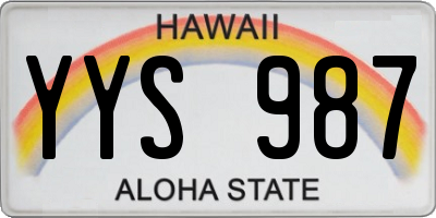 HI license plate YYS987