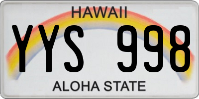 HI license plate YYS998