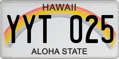 HI license plate YYT025
