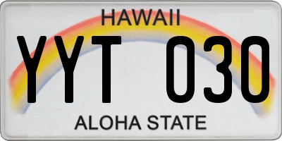 HI license plate YYT030