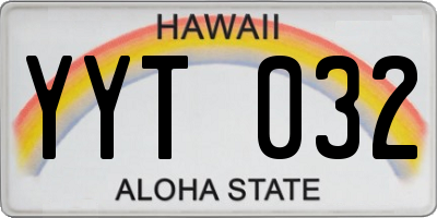 HI license plate YYT032