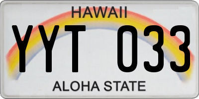 HI license plate YYT033