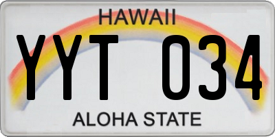 HI license plate YYT034