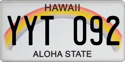 HI license plate YYT092