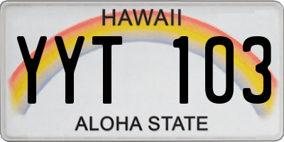 HI license plate YYT103
