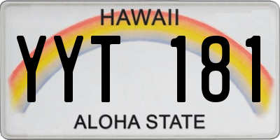 HI license plate YYT181