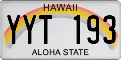 HI license plate YYT193