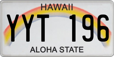 HI license plate YYT196