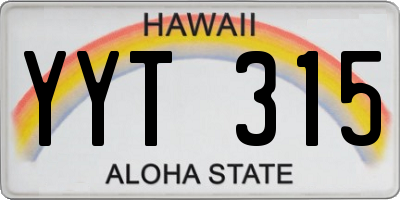 HI license plate YYT315