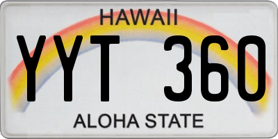 HI license plate YYT360