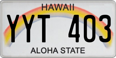 HI license plate YYT403