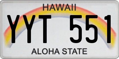 HI license plate YYT551