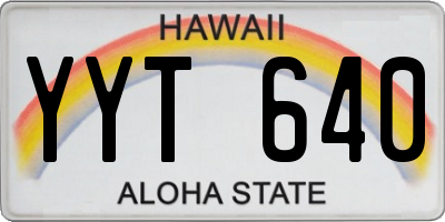 HI license plate YYT640