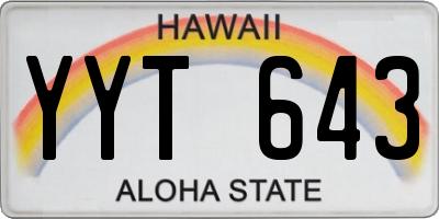 HI license plate YYT643