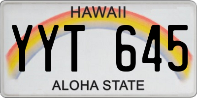 HI license plate YYT645