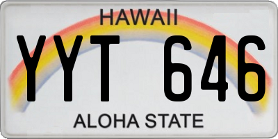 HI license plate YYT646