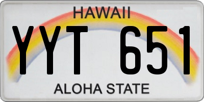 HI license plate YYT651