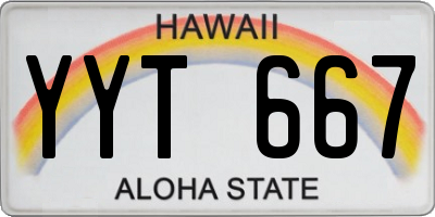 HI license plate YYT667