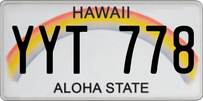 HI license plate YYT778