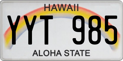 HI license plate YYT985